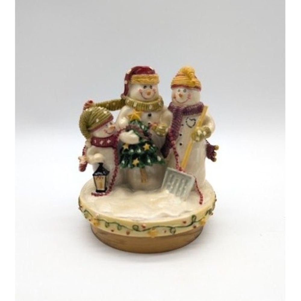 Christmas Holiday Snowman Figurine Candle Jar Topper Winter‎ Primitive Courntry